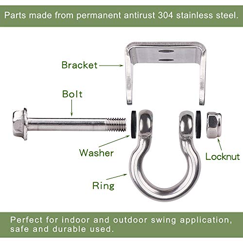 Set of 2 Heavy Duty 180° Swing Hangers, Stainless Steel Swing Hook for Ceiling Wooden Porch Swing Hanging kit Playground Gym Rope Boxing Bag Hammock Chair Yoga Swing Mount 1000 lb Capacity - style: 2 Pack