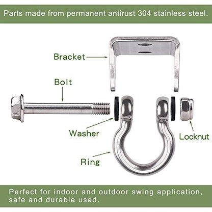 Set of 2 Heavy Duty 180° Swing Hangers, Stainless Steel Swing Hook for Ceiling Wooden Porch Swing Hanging kit Playground Gym Rope Boxing Bag Hammock Chair Yoga Swing Mount 1000 lb Capacity - style: 2 Pack