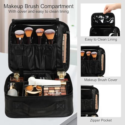 Particle Rolling Makeup Train Case Professional Cosmetic Trolley Large Storage Organizer with Key Swivel Wheels Salon Barber Case -Extra Portable Cosmetic Bag, Pink - color: Pink