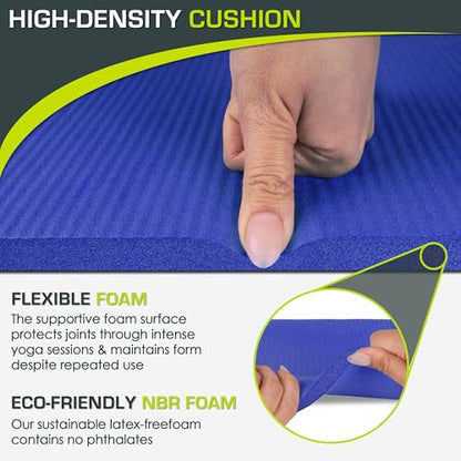 ProsourceFit Extra Thick Yoga Knee Pad and Elbow Cushion 15mm (5/8”) Fits Standard Mats for Pain Free Joints in Yoga, Pilates, Floor Workouts - color: Blue