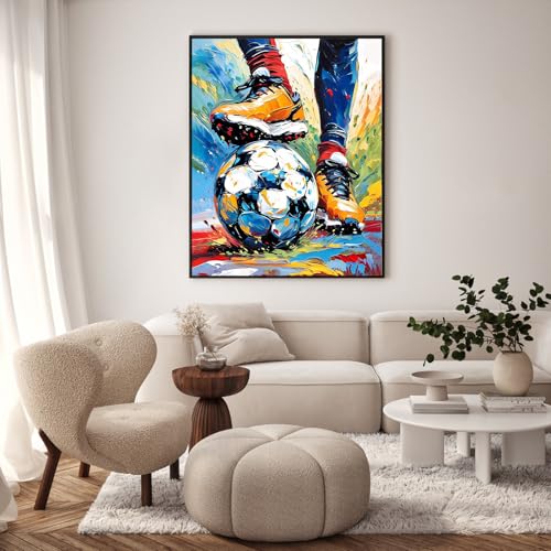 Paint by Numbers Kit for Adults, Soccer Player Painting, 16 x 20 Inch | DIY Adult Paint by Number Kit on Canvas for Beginners, without Frame, Sports Wall Decor, Stress Relief Craft Gift - color: TRTDNF1P411