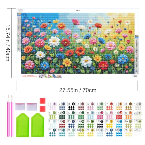 JOOZ Large Diamond Art Kits for Adults - 5D Flowers Diamond Painting | Round Drill| Premium Canvas| Clear Symbols| Bright Colors| Fun and De-Stress| Gem Art| Home Wall Decor| Gift| 27.5x15.7 Inch - color: Flowers 057