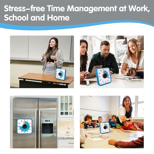 Visual Timer 7.5 inch, 60-Minute Countdown Timer for Kids Classroom Teaching Tool Office Meeting, Mechanical Countdown Clock for Exam Time Management Magnetic Kitchen Timer with Fish Pattern, Blue - color: Hungry Blue Fish