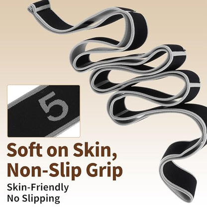 Stretch Strap, Yoga Stretching Band, Elastic Stretching Strap, Yoga Stretch Strap with 8 Loops, for Effective Stretching - color: Gray