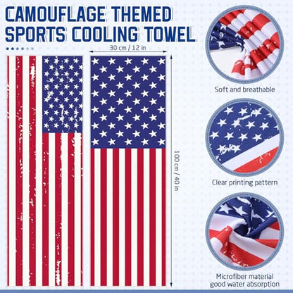 FuWeave 12 Pcs American Flag Cooling Towels Gifts 40 x 12 Inch - color: American Flag, size: 40 x 12 inches