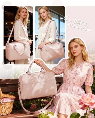 Gym Bag for Women,Travel Duffle Bag for Travel with Wet Pocket Weekender Overnight Carry On Tote Bag Luggage Bag with Trolley Sleeve Personal Item Travel Bag Hospital Diaper Bag Pink - color: M2-Pink