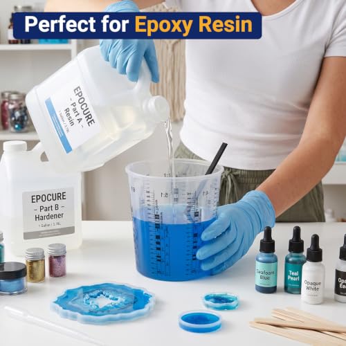 30 Pack 64oz 1900ml Clear Plastic Paint Mixing Cups with 30 Stir Sticks - Disposable Graduated Measuring Cups for Paint, Resin & Epoxy with ML Scale & 3-Column Ratios (1:1-7:1) for DIY Crafts - size: 64oz / 1900ml