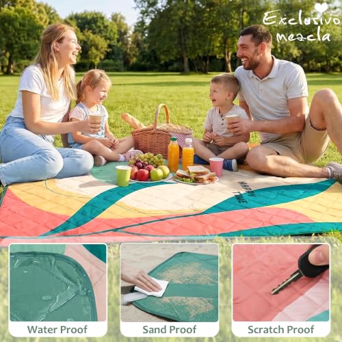 Exclusivo Mezcla Extra Large Waterproof Picnic Blankets 3 Layer, Sandproof and Foldable Outdoor Blanket for Beach Camping, Park and Travel, 60x80 Inch - color: Green Seaweed, size: 60''*80''