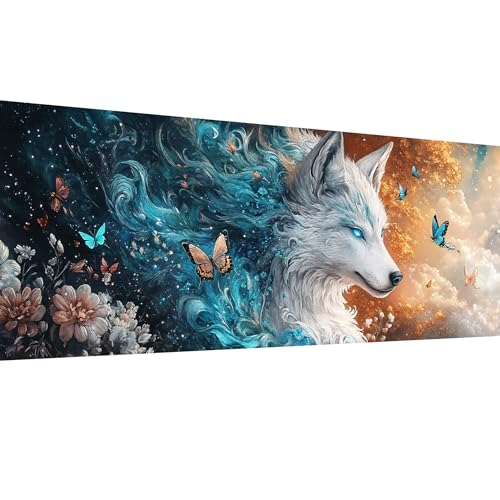 SKRYUIE 5D Large Diamond Painting Kits Wolf - DIY Diamond Art Kits for Adults Animal, Full Round Drill - Crystal Embroidery Cross Stitch - Craft for Wall & Office Decor - 12x30 inch / 30x80 cm c1 - color: colorful-2