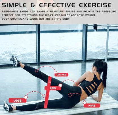 Resistance Loop Exercise Bands with Instruction Guide and Carry Bag, Set of 5