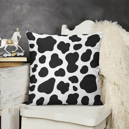 Animal Cow Print White Black Spot Throw Pillow Covers 18x18 Inch - color: Animal Cow Print White Black Spot