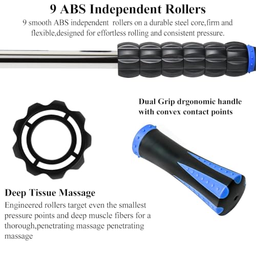 Muscle Roller Deep Tissue Massage Stick Cellulite Roller Fascia Blaster Lymphatic Drainage Massager for Muscle Soreness Tightness Physical Therapy(Blue Black) - color: Blue Black