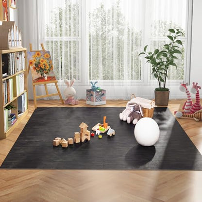 Tangkula 25 Tiles Foam Flooring Mats with Border, 100 SQ FT EVA Interlocking Exercise Foam Mats for Exercise Equipment, Elastic Puzzle Play Mats, 3/8” Non-Slip Workout Floor Mats for Home Gym (Black) - size: 100 sq.ft, Black