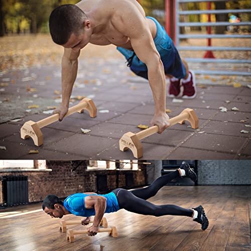 Pushup Stands - Wooden Push Up Bars Gym Gear Equipment with Anti-Slid Mat Workout Solid Exercise Women Men Portable Fitness - style: Arched