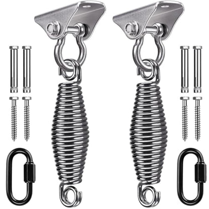 SELEWARE Porch Swing Hanging Kit Stainless Steel Swing Hangers with Spring - color: 180° Swing Hanger With Spring (2 Pack)