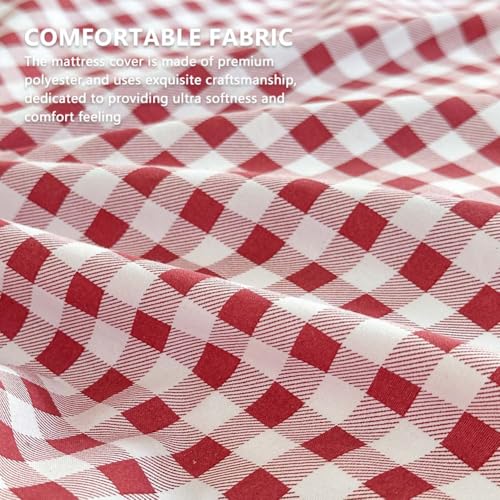 Red Gingham Japanese Floor Mattress Futon Cover, Full - color: Red Gingham, size: Full