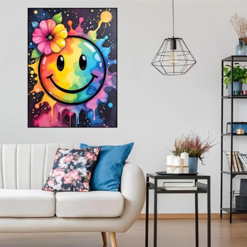 WUDWL Cute Diamond Art Kits for Adult Diamond Painting Kits for Adults | Smiling Face DIY Painting Diamond Painting Kits 5D Diamond Dots Gem Art Crafts with Tools,Round Full Drill 12x16inch - color: DP04736