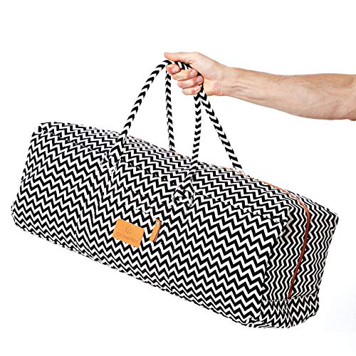 #DoYourYoga Full-Zip Extra Large Yoga Mat Tote Bag with Multi-Functional Storage Pockets for Sports Gym Pilates »Ghanpati« - color: Black&White