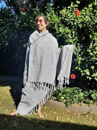 Open Road Goods Solid Color Mexican Yoga Blanket – Large Handwoven Throw for Yoga, Beach, Camping or Home – Soft and Durable Cotton Blend - color: Grey Blanket