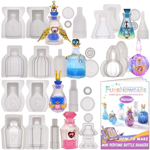 Small Bottle Container and Stopper UV Resin Epoxy Silicone Mold Jewelry Casting 6 Trays Set - color: 6 Bottles