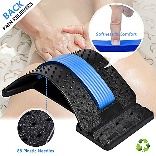 JUMPOW Back Stretcher for Lower Back Pain Relief,4 Level Lumbar Board - color: Black, Blue-4 Level