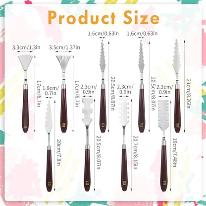 27 Pcs Palette Knife Set, Stainless Steel Painting Knife Set Wood Handle Palette Knives Paint Spatula Pallet Knives for Acrylic Paint Tools for Canvas Oil Painting Mixing and Texturing