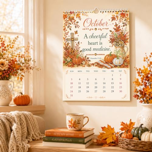 2027 Diamond Art Wall Calendar for Adults Beginners 12 Monthly Holiday Themes 8.9" x 6.7" Hanging Loop DIY Craft Wall Calendars with Notes Section for Home Office Planning-Inspirational quotes - color: Inspirational quotes