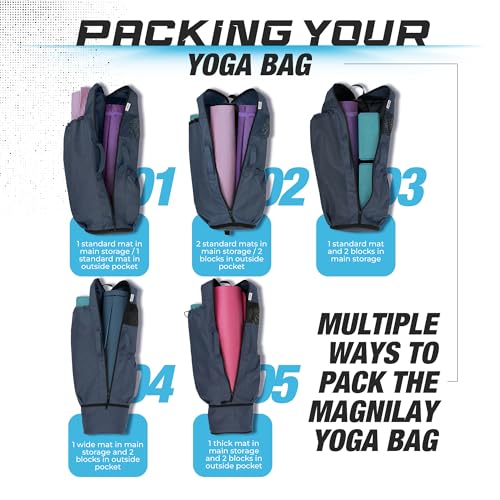 MAGNILAY Expandable Yoga Mat Bag, Adjustable Strap, Black, Large - color: Blue