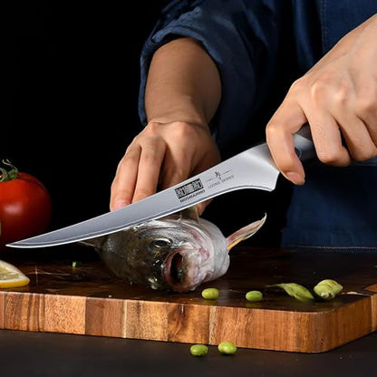 HOSHANHO Carving Knife Set 3PCS, Japanese Brisket Slicing Knife Sets | Ultra Sharp Japanese High Carbon Steel Butcher Knife Breaking Knife Boning Knife for Meat Cutting, Ergonomic Handle, Gifts - size: 12"