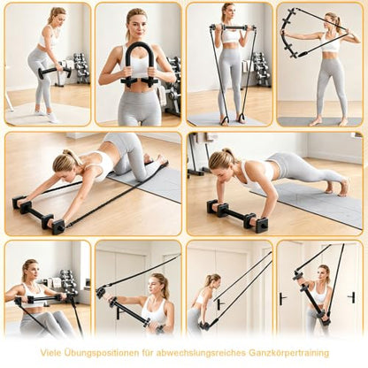 10-in-1 Pilates Bar Kit Works as Ab Rollers, Power Twister and Dumbbells