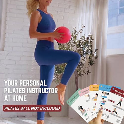 Mini Pilates Ball Workout Cards - 71 Exercises, Video Guide & 12-Week Plan
