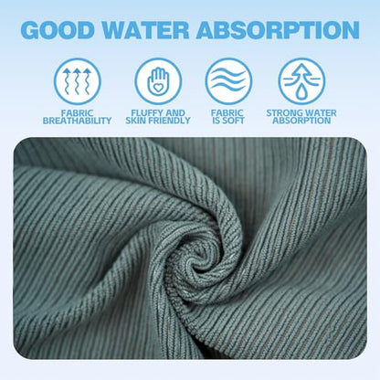 Microfiber Gym Towels with Snap Straps, Yoga Towel for Home and Gym, 16 Inch x 28 Inch, 6 Pack (Black/Blue, 16" x 28") - color: Black/Blue