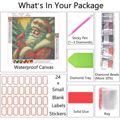 Shouruihua Diamond Painting Kits for Adults, Santa Claus Diamond Art Kits | Christmas, Gem Art, Diamond Dotz Kits, Diamond Dots, Full Round Drill Diamond Painting Kits for Adults, 11.8x11.8 in - color: Santa Claus