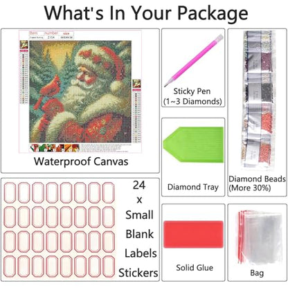 Shouruihua Diamond Painting Kits for Adults, Santa Claus Diamond Art Kits | Christmas, Gem Art, Diamond Dotz Kits, Diamond Dots, Full Round Drill Diamond Painting Kits for Adults, 11.8x11.8 in - color: Santa Claus