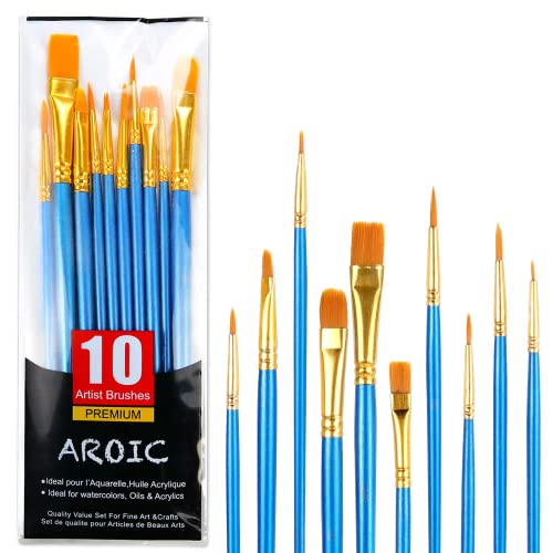 Acrylic Paint Brush Set, 1 Packs / 10 pcs Watercolor Brushes Painting Brush | Acrylic Oil Watercolor Painting Artist Professional Painting Kits - size: 10pcs-2-blue