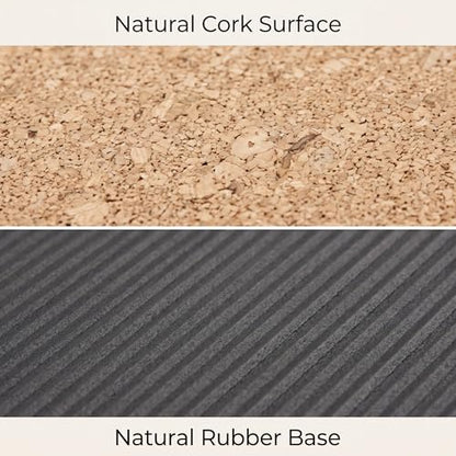 Cork Yoga Mat 4mm Thick Cushioning High Density Natural Rubber Pilates Exercise Pad with Carrying Strap 72 x 26 Inch for Home Gym