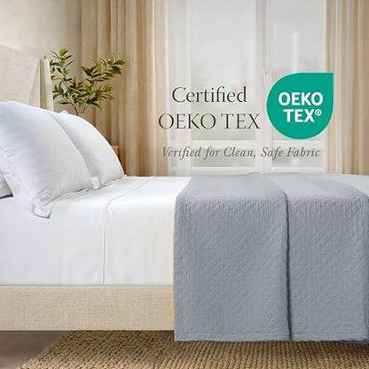 Threadmill Cotton King Coverlet Blanket, Jacquard, Scottish Grey, 104x92 in - color: Classic Scottish Grey, size: King / Cal King