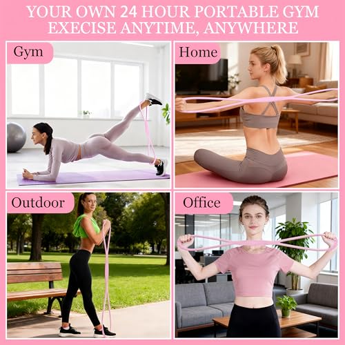 Figure 8 Fitness Resistance Band,Elastic Bands for Leg,Glute,Arm,Back Training Elastic Rope,Workout Chest/Shoulder Stretch Band,Home Gym Exercise Equipment for Yoga,Pilates,Stretching,Physical Therapy