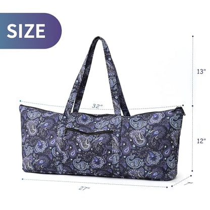 Boulder Bee | Yoga Mat Bag | Large Yoga Mat Carrier with Wet Pocket | Yoga Gifts | Gym Tote Bag for Women - color: Tote-Blue Cashew Flower