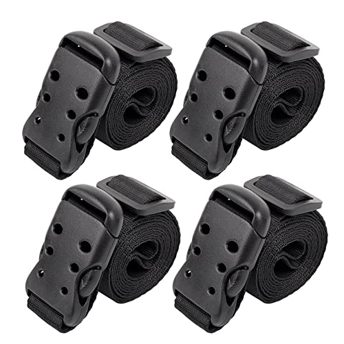 Ayaport Utility Straps with Buckle 48" Quick-Release Adjustable Nylon Straps Black 4 Pack - size: 1"x48"