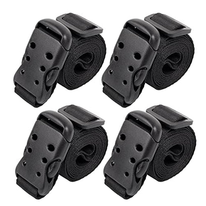 Ayaport Utility Straps with Buckle 48" Quick-Release Adjustable Nylon Straps Black 4 Pack - size: 1"x48"