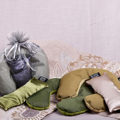 TARA Spa Therapy Herbal-Ease Aromatherapy Pillow Gift Bag Set, Neck + Silk Eye Pillow, Chai - color: Chai
