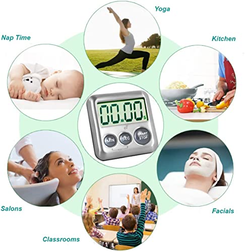 Elegant Digital Kitchen Timer Stainless Steel - Loud Alarm - Model Charcoal - color: Charcoal 6-pack