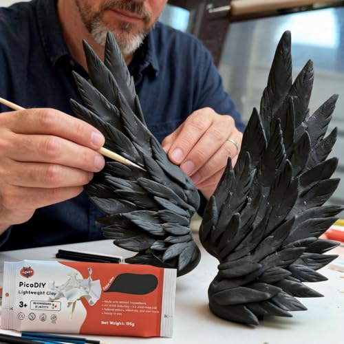 Air Dry Clay Lightweight, Flexible Modeling Clay for Adults Arts and Crafts | Professional & Moldable, Soft & No-Stick, Polymer Clay for Sculpting, Molding,Anime Figures,Making Costumes,DIY Projects - color: Black
