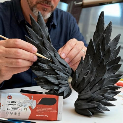 Air Dry Clay Lightweight, Flexible Modeling Clay for Adults Arts and Crafts | Professional & Moldable, Soft & No-Stick, Polymer Clay for Sculpting, Molding,Anime Figures,Making Costumes,DIY Projects - color: Black
