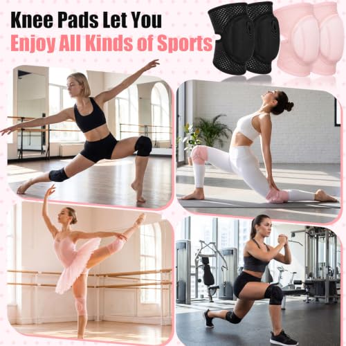Lewtemi 2 Pairs Pole Dance Knee Pads for Women with Shock-absorbing Padding, Protective Non-slip Knee Pads for Ballet Modern Floor Dance Yoga Volleyball Figure Skating