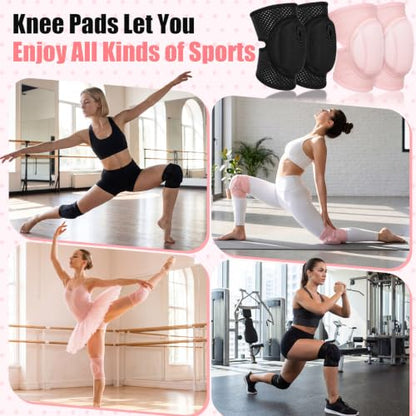 Lewtemi 2 Pairs Pole Dance Knee Pads for Women with Shock-absorbing Padding, Protective Non-slip Knee Pads for Ballet Modern Floor Dance Yoga Volleyball Figure Skating