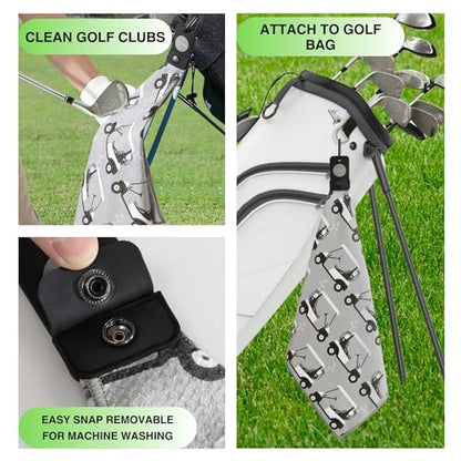 Magnetic Golf Towels for Golf Bags with Clip & Ultra Strong Magnet - Waffle Weave Microfiber Towel for Secure Hold on Bags & Carts - Ideal Club Cleaner & Accessories - Golf Cart - color: Golf Cart