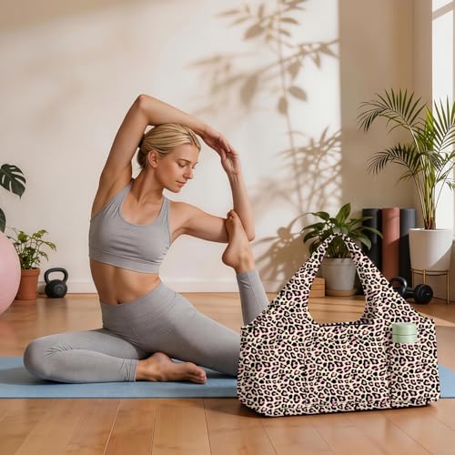 Yoga Mat Bag for Women Men Large Yoga Bag Travel - color: Leopard Print