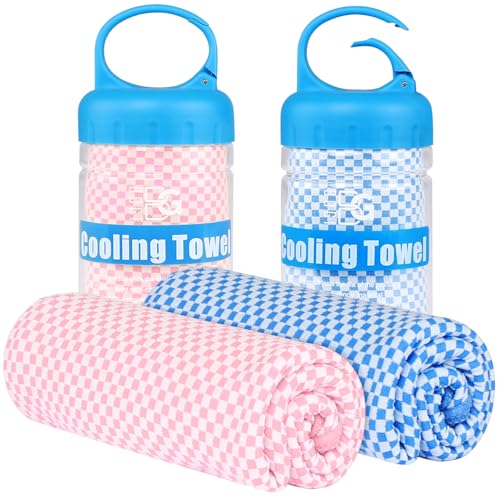 BOGI Cooling Towels for Neck and Face, Soft Breathable Cool Towel for Instant Cooling Stay Cool for Yoga, Sport, Gym, Camping, Running & More Activities - color: Blue+pink, size: 40.00" x 12.00"